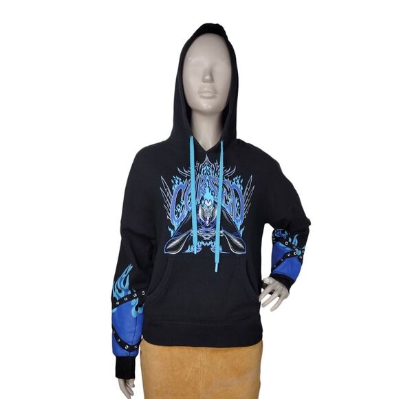 Disney Villains Hades Hercules "Cursed" Studded Harness Hoodie Sweatshirt - Picture 6 of 8